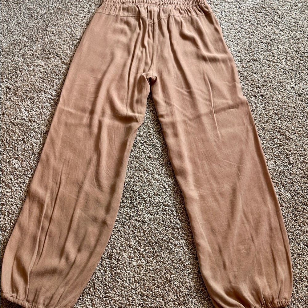 EUC Sz S Democracy tan light weight joggers - Picture 2 of 7